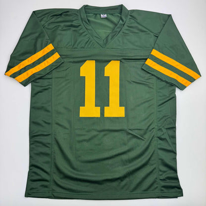 Autographed/Signed Jayden Reed Green Bay Color Rush Football Jersey Beckett BAS COA