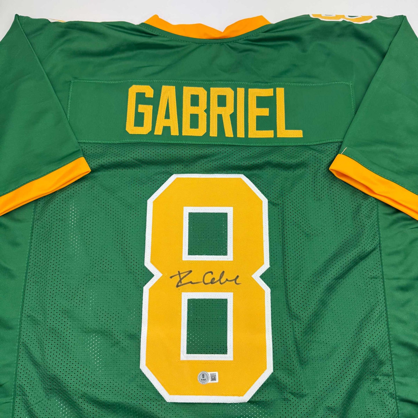 Autographed/Signed Dillon Gabriel Oregon Green College Football Jersey Beckett BAS COA