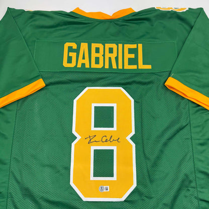 Autographed/Signed Dillon Gabriel Oregon Green College Football Jersey Beckett BAS COA