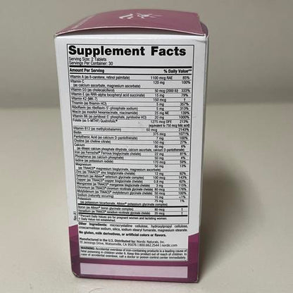 Nordic Naturals Prenatal Multivitamin 60 Tablets, Brand New In Box Exp 01/25