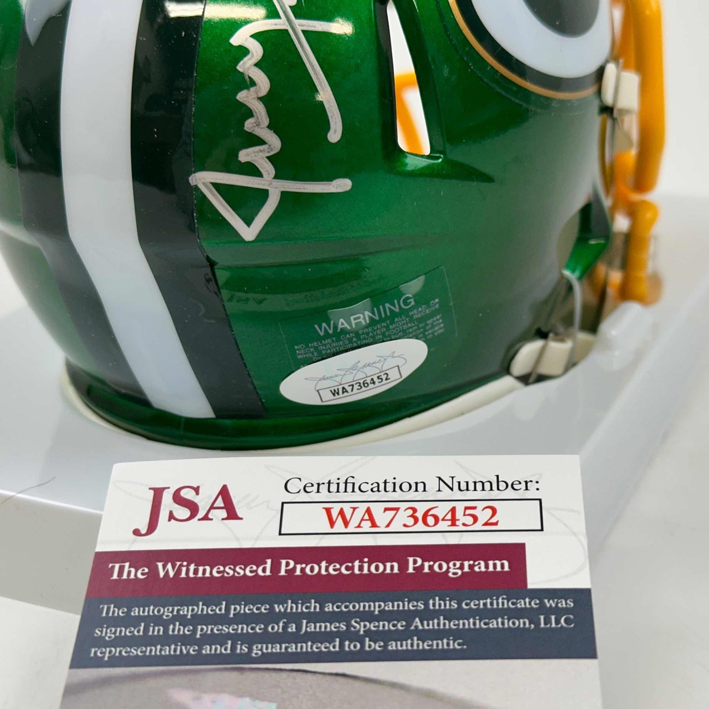 Autographed/Signed Jerry Kramer HOF 2018 Green Bay Packers Flash Alternate Mini Football Helmet JSA COA