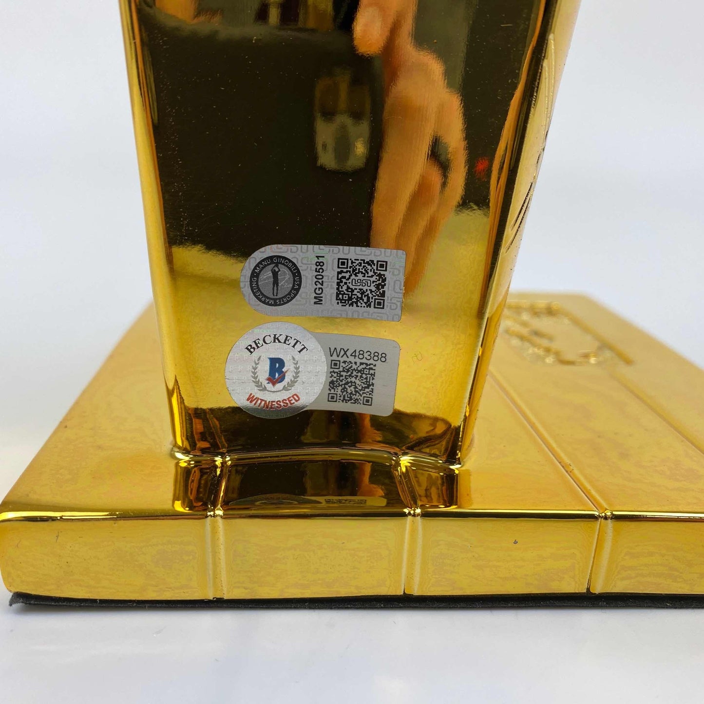 Autographed/Signed Manu Ginobili San Antonio Spurs Replica 2005 NBA Finals Basketball Trophy Beckett BAS COA