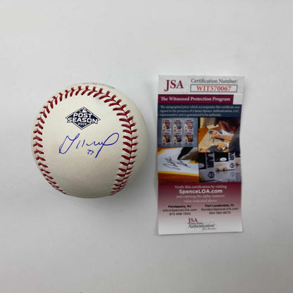 Autographed/Signed Jose Altuve 2019 Post Season Rawlings Official Major League Baseball ROML JSA COA Auto
