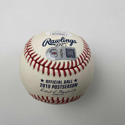 Autographed/Signed Jose Altuve 2019 Post Season Rawlings Official Major League Baseball ROML JSA COA Auto