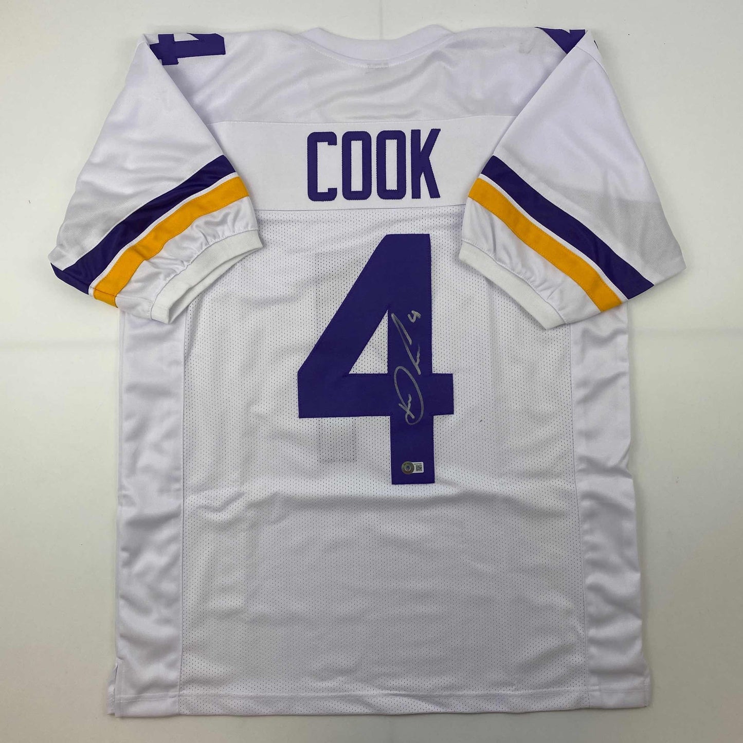 Autographed/Signed Dalvin Cook #4 Minnesota White Football Jersey Beckett BAS COA