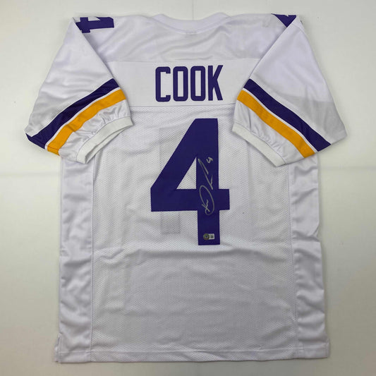 Autographed/Signed Dalvin Cook #4 Minnesota White Football Jersey Beckett BAS COA
