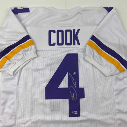 Autographed/Signed Dalvin Cook #4 Minnesota White Football Jersey Beckett BAS COA