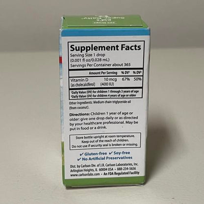 Kids Super Daily D3, 10 mcg (400 IU), 0.35 fl oz (10.3 ml) EXP 1/2027