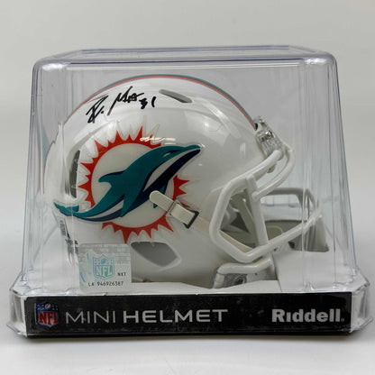Autographed/Signed Raheem Mostert Miami Dolphins Mini Football Helmet Beckett BAS COA
