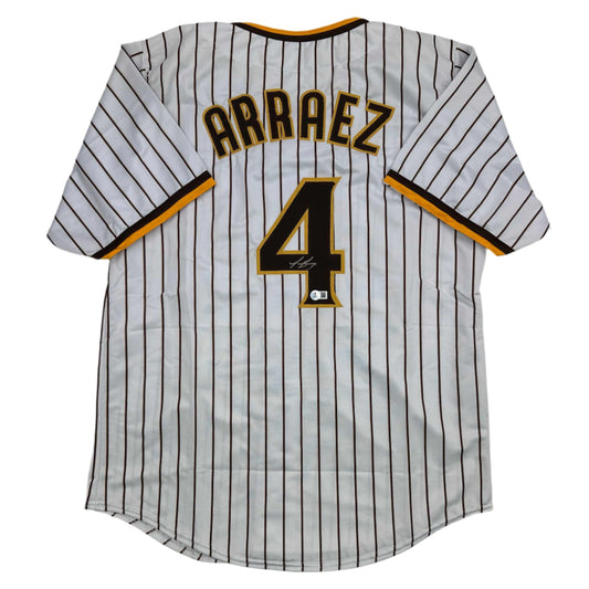 Autographed/Signed Luis Arraez San Diego Pinstripe Baseball Jersey Beckett BAS COA