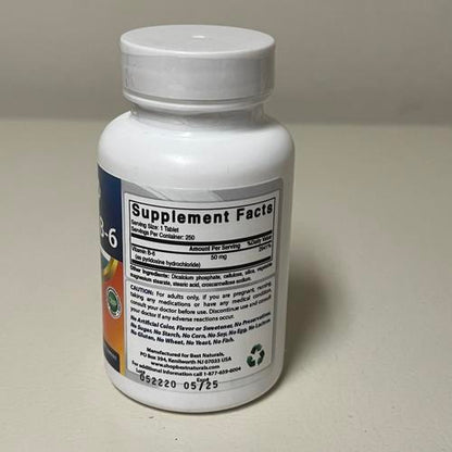 Best Naturals Vitamin B6 50 mg 250 Tablets