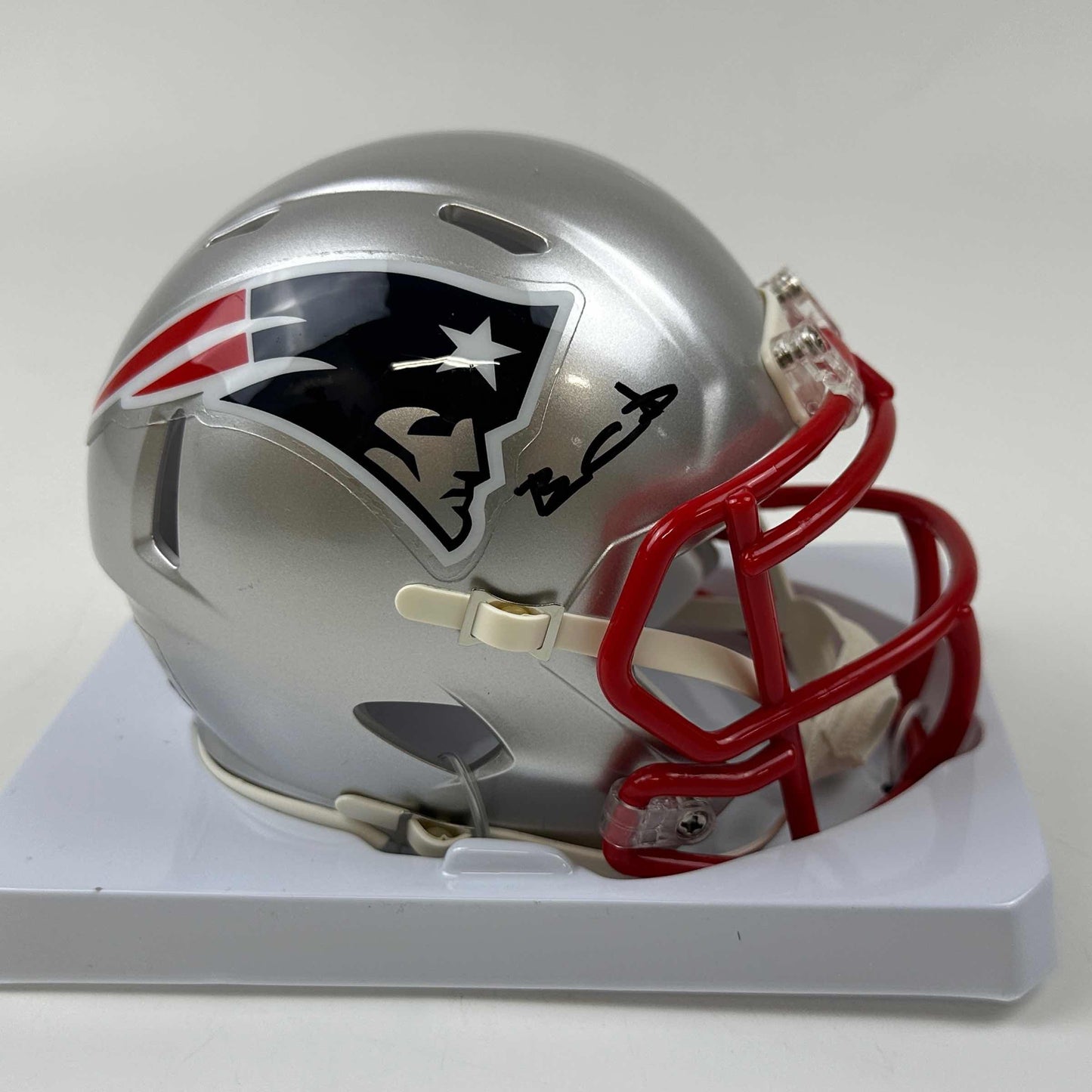 Autographed/Signed Ben Coates New England Patriots Mini Football Helmet Beckett BAS COA