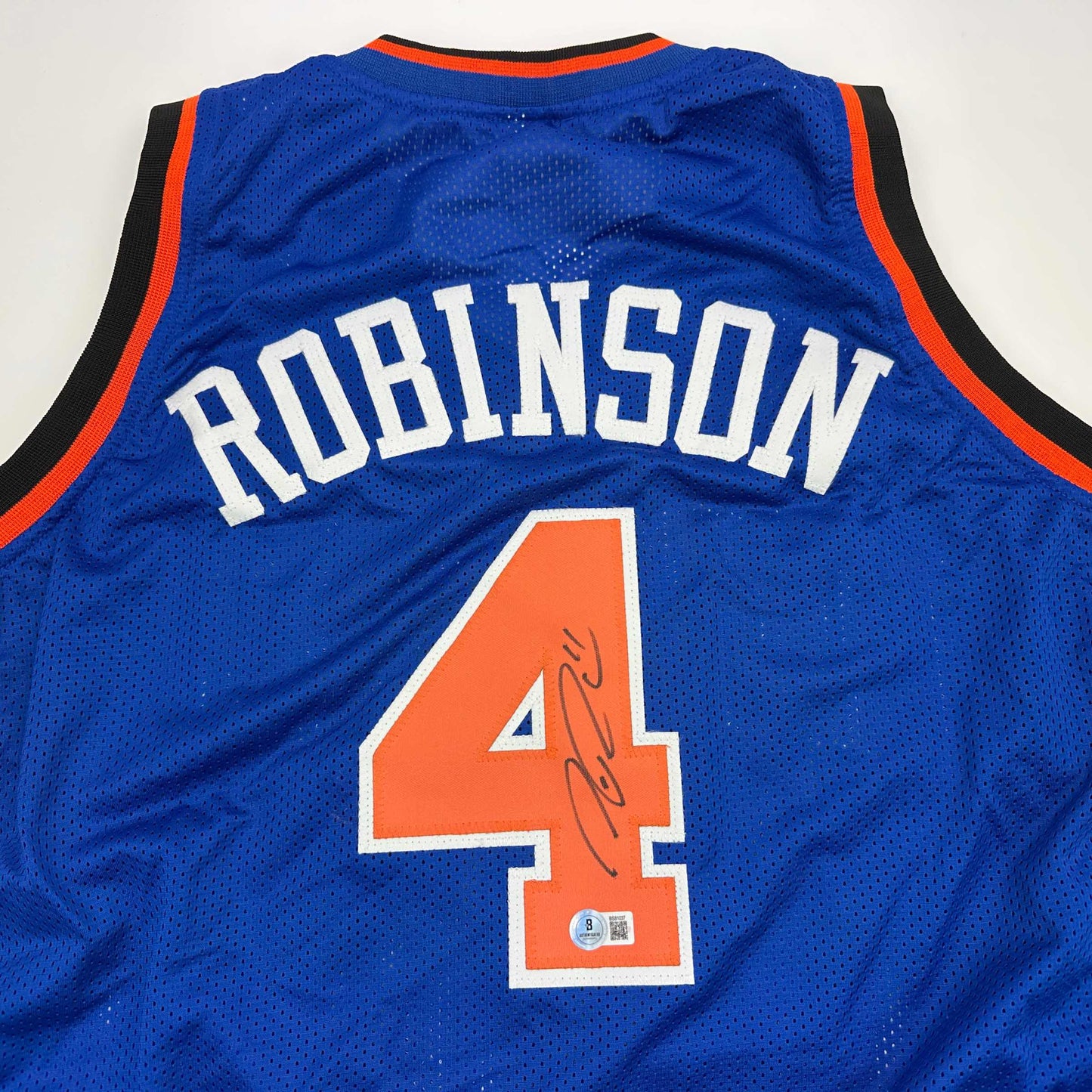 Autographed/Signed Nate Robinson New York Blue Basketball Jersey Beckett BAS COA