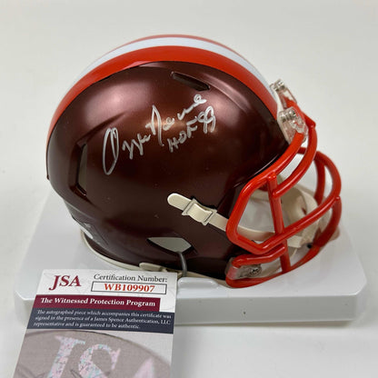 Autographed/Signed Ozzie Newsome HOF 99 Cleveland Browns Flash Alternate Mini Football Helmet JSA COA