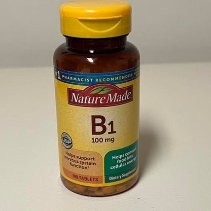 Vitamin B1 100 mg Tablets, 100 Count for Metabolic Health EXP 1/2026