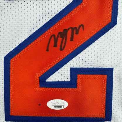 Autographed/Signed Miles Deuce McBride New York White Basketball Jersey JSA COA
