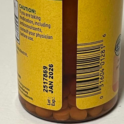 Vitamin B1 100 mg Tablets, 100 Count for Metabolic Health EXP 1/2026