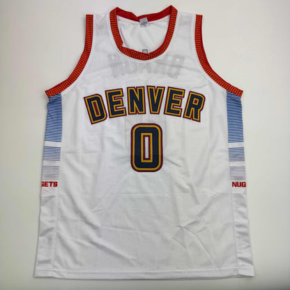 Autographed/Signed Christian Braun Denver White Basketball Jersey JSA COA