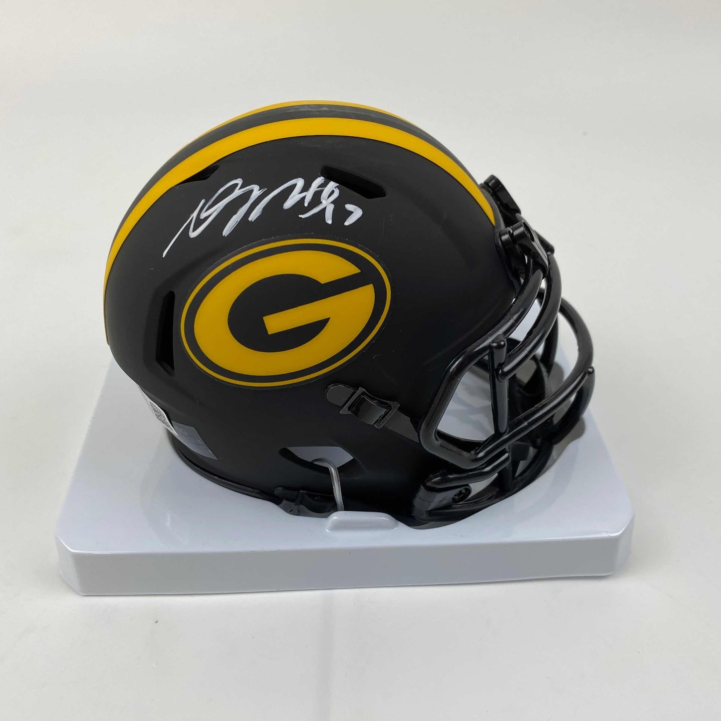 Autographed/Signed Davante Adams Green Bay Packers Eclipse Football Mini Helmet Beckett BAS COA