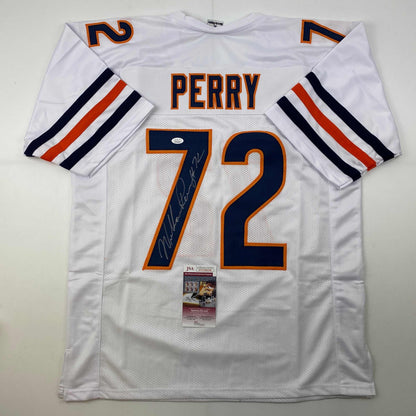 Autographed/Signed William Perry The Refrigerator Chicago White Football Jersey JSA COA