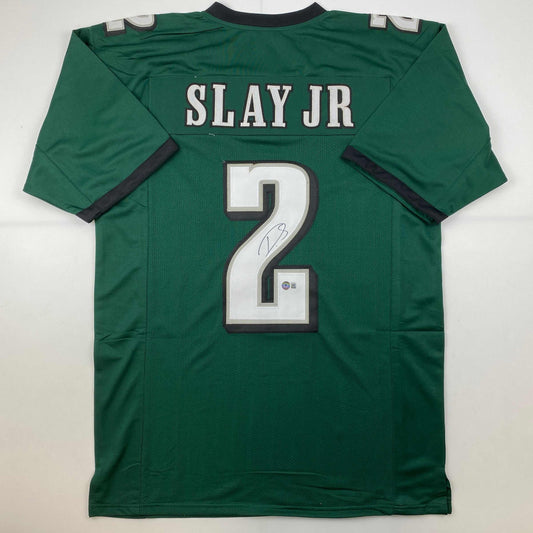 Autographed/Signed Darius Slay Jr. #2 Philadelphia Green Football Jersey Beckett BAS COA