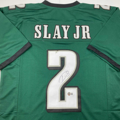Autographed/Signed Darius Slay Jr. #2 Philadelphia Green Football Jersey Beckett BAS COA