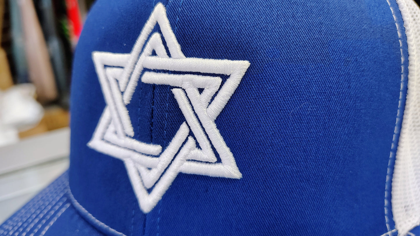 Trucker Mesh Hat with Embroidered Star of David