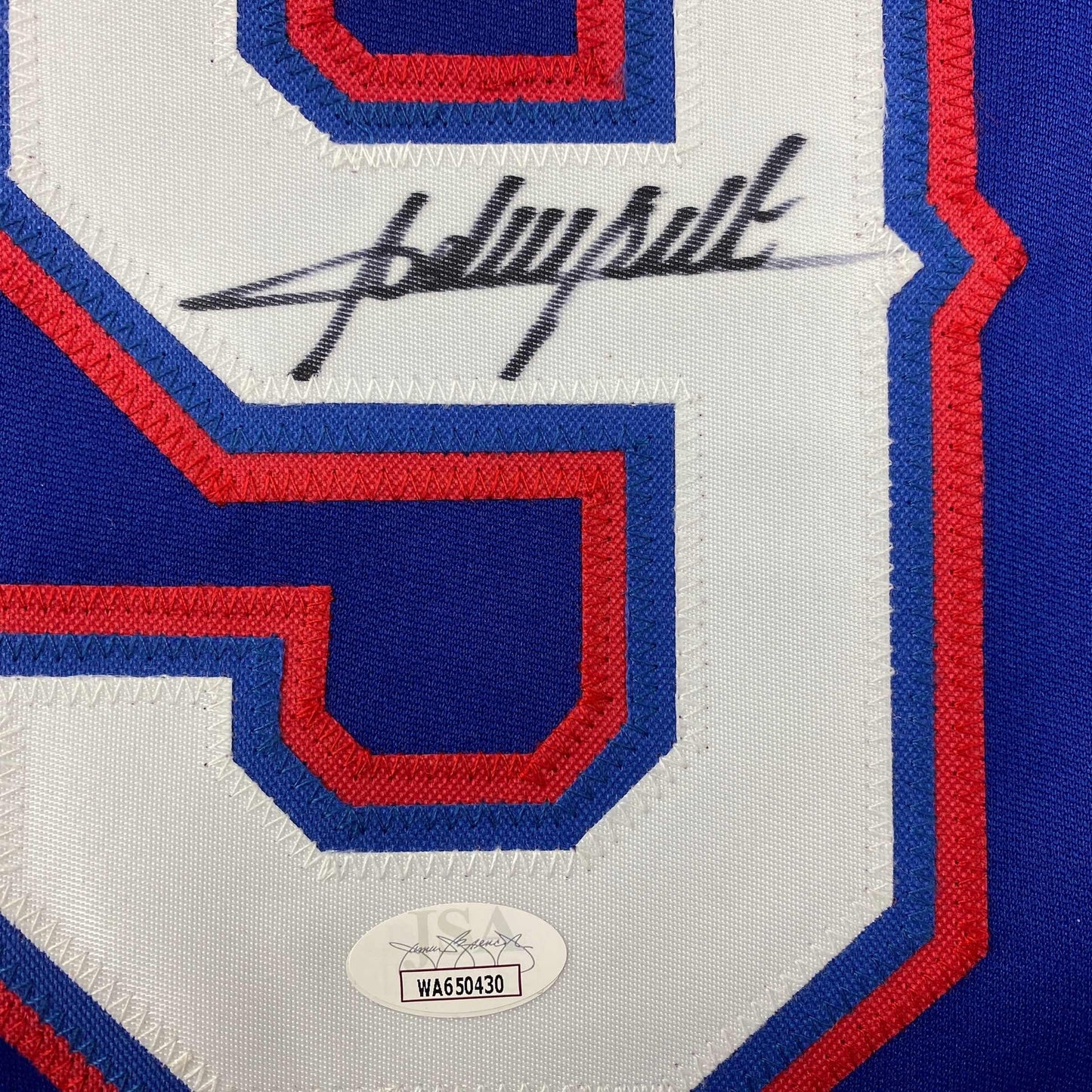 Autographed/Signed Adrian Beltre Texas Blue Baseball Jersey JSA COA