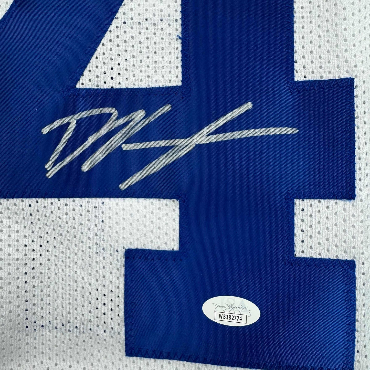 Autographed/Signed Deuce Vaughn Dallas White Football Jersey JSA COA