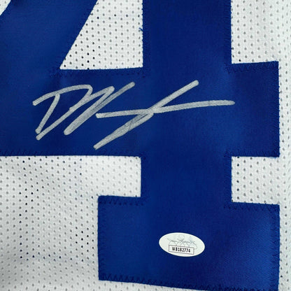 Autographed/Signed Deuce Vaughn Dallas White Football Jersey JSA COA