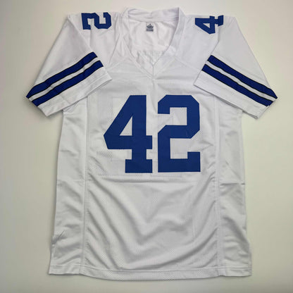 Autographed/Signed Deuce Vaughn Dallas White Football Jersey JSA COA