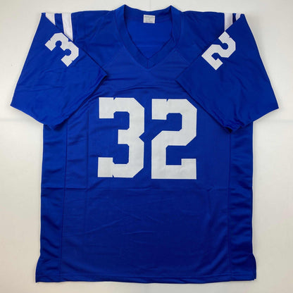 Autographed/Signed Edgerrin James Indianapolis Blue Football Jersey JSA COA