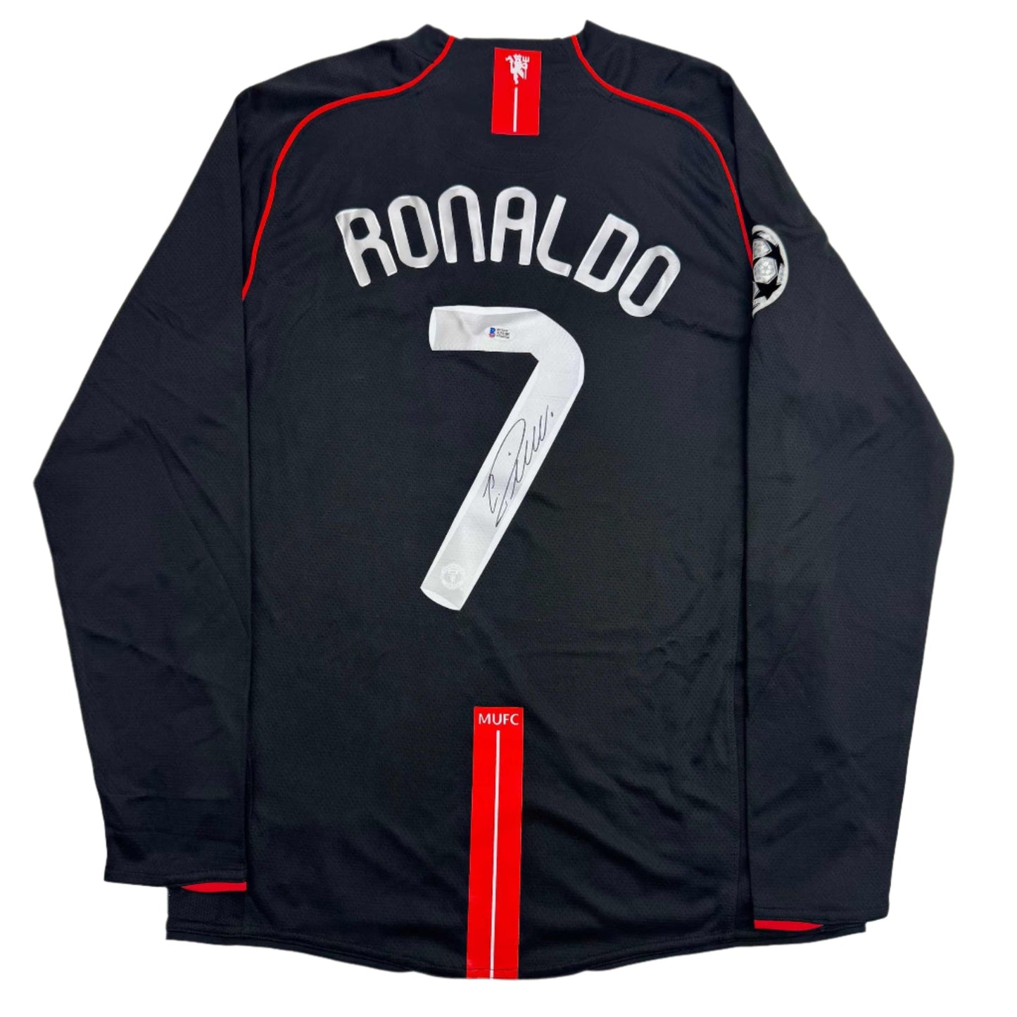Autographed/Signed Cristiano Ronaldo Manchester United Black Soccer Jersey Beckett BAS COA