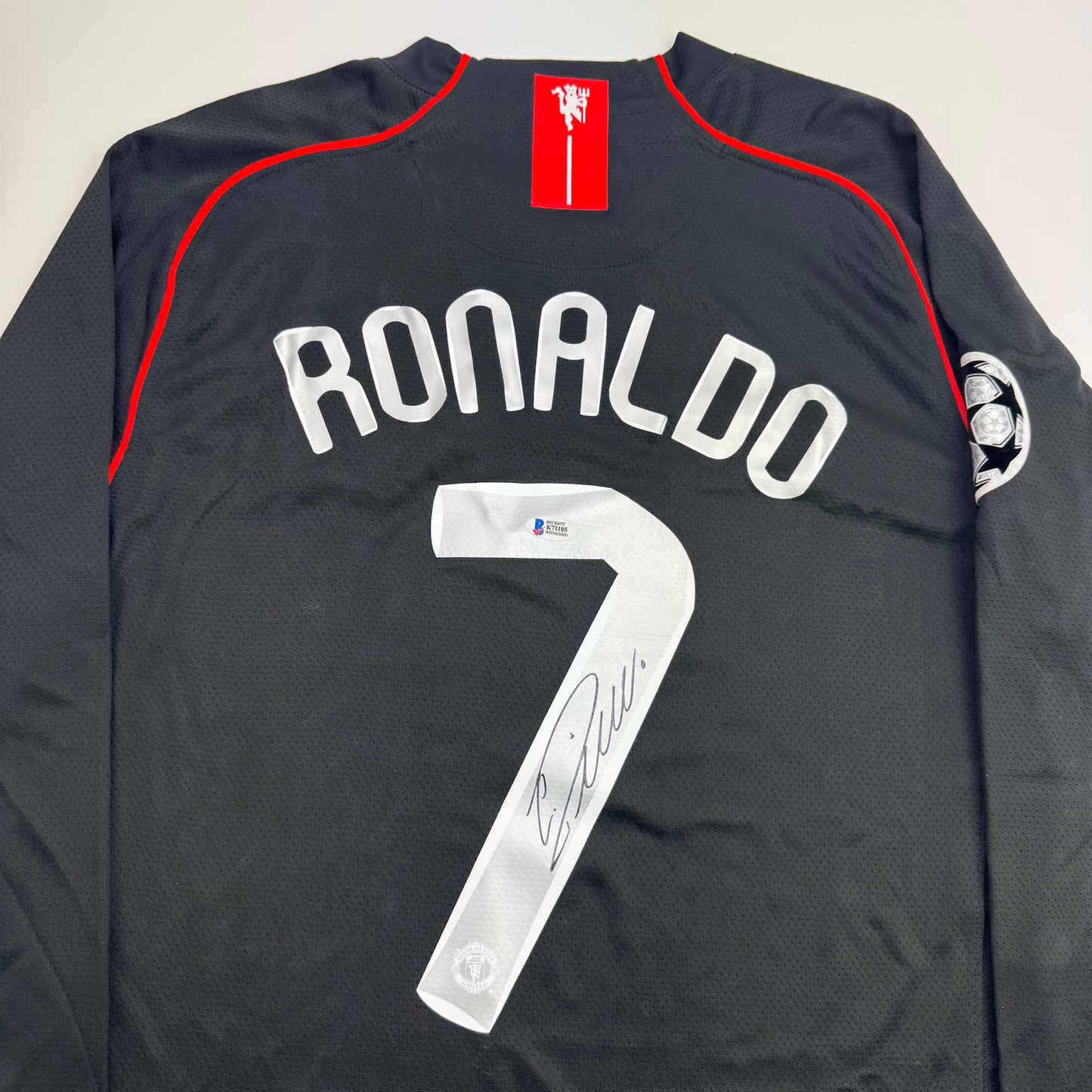 Autographed/Signed Cristiano Ronaldo Manchester United Black Soccer Jersey Beckett BAS COA