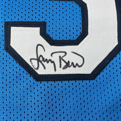 Autographed/Signed Larry Bird Indiana State Blue College Basketball Jersey JSA COA