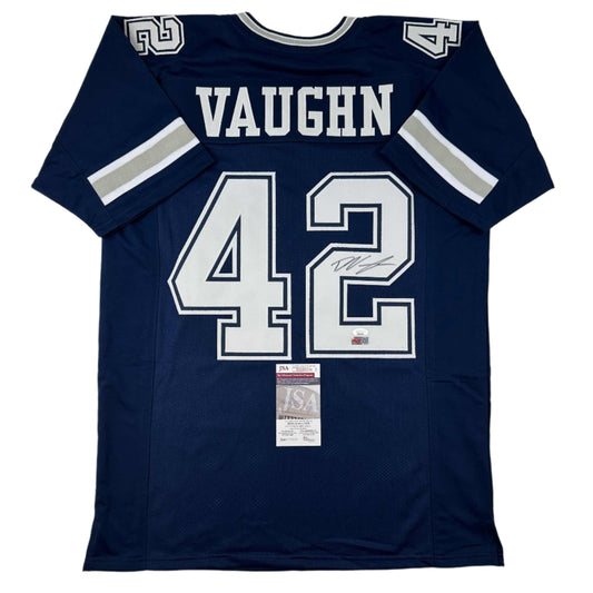 Autographed/Signed Deuce Vaughn Dallas Blue Football Jersey JSA COA