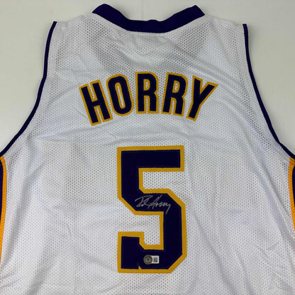Autographed/Signed Robert Horry Los Angeles LA White Basketball Jersey Beckett BAS COA