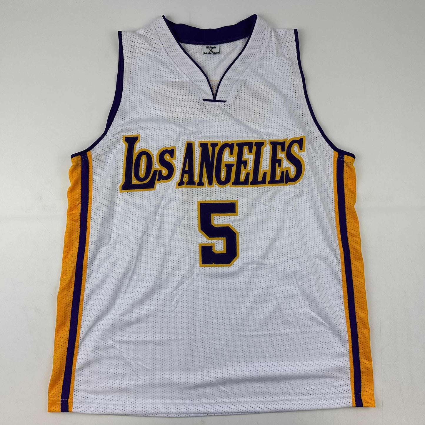 Autographed/Signed Robert Horry Los Angeles LA White Basketball Jersey Beckett BAS COA