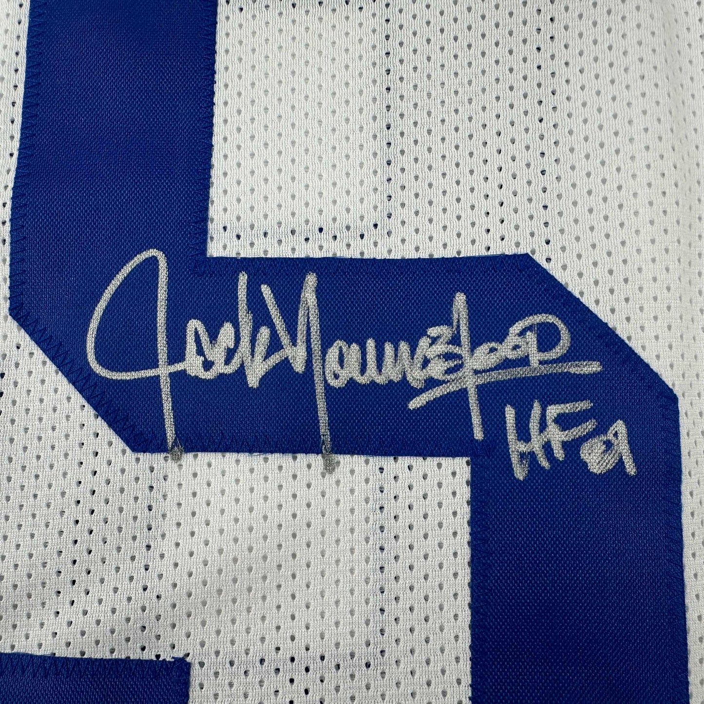 Autographed/Signed Jack Youngblood HOF 01 Los Angeles LA White Football Jersey JSA COA