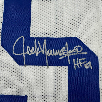 Autographed/Signed Jack Youngblood HOF 01 Los Angeles LA White Football Jersey JSA COA