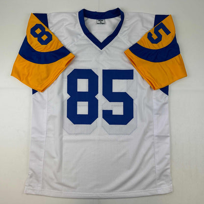 Autographed/Signed Jack Youngblood HOF 01 Los Angeles LA White Football Jersey JSA COA