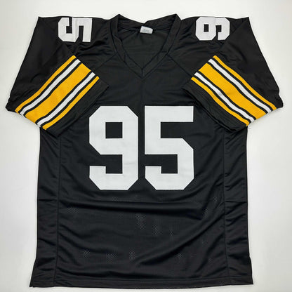 Autographed/Signed Greg Lloyd Pittsburgh Black Football Jersey Beckett BAS COA