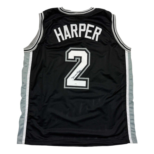 Autographed/Signed Dylan Harper San Antonio Black Basketball Jersey JSA COA