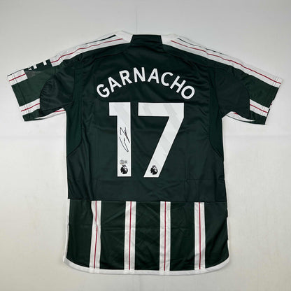 Autographed/Signed Alejandro Garnacho Manchester United Green Soccer Jersey Beckett BAS COA