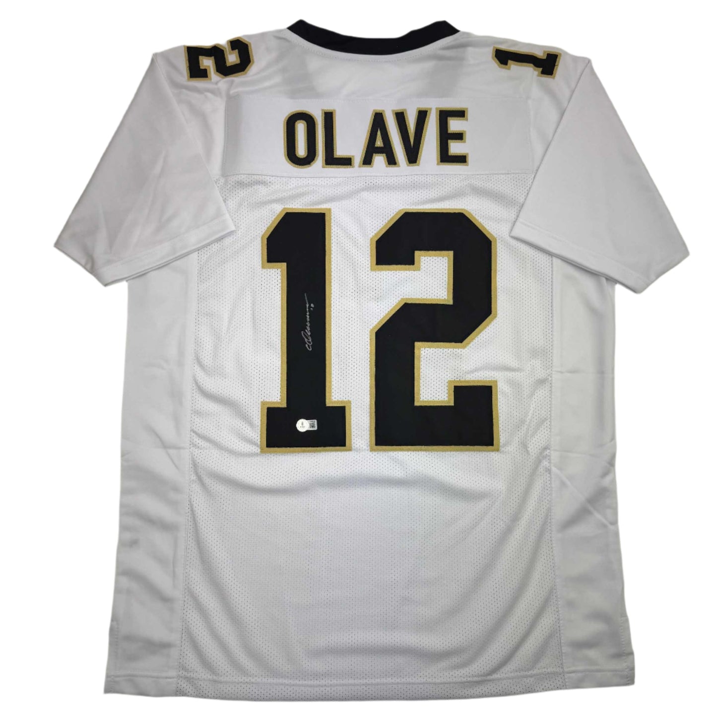Autographed/Signed Chris Olave New Orleans White Football Jersey Beckett BAS COA