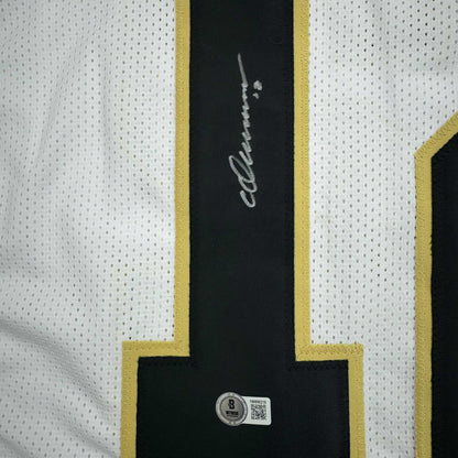 Autographed/Signed Chris Olave New Orleans White Football Jersey Beckett BAS COA