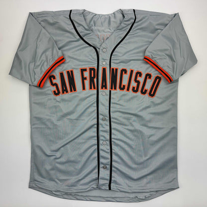 Autographed/Signed Barry Bonds San Francisco Grey Baseball Jersey JSA COA