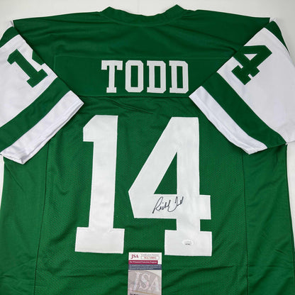 Autographed/Signed Richard Todd New York Green Football Jersey JSA COA
