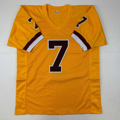 Autographed/Signed Joe Theismann 83 MVP Washington Yellow Football Jersey JSA COA