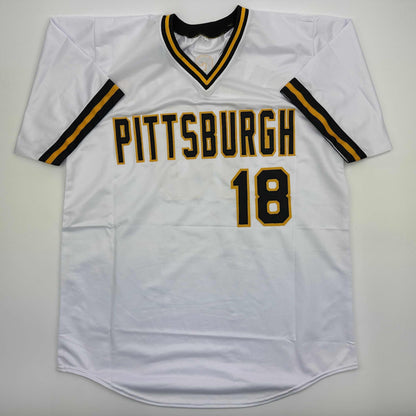 Autographed/Signed Andy Van Slyke Pittsburgh White Baseball Jersey Beckett BAS COA